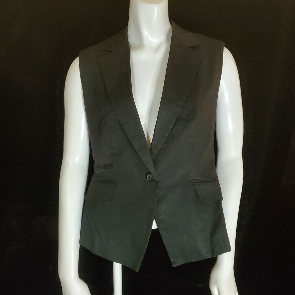 Zara Basic Single Button Black Business Vest (M) - image 2